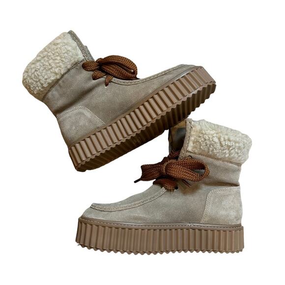 NEW Aster Dorit Suede Lace Up Chukka Boot Booties Faux Fur 6 US - Picture 6 of 10